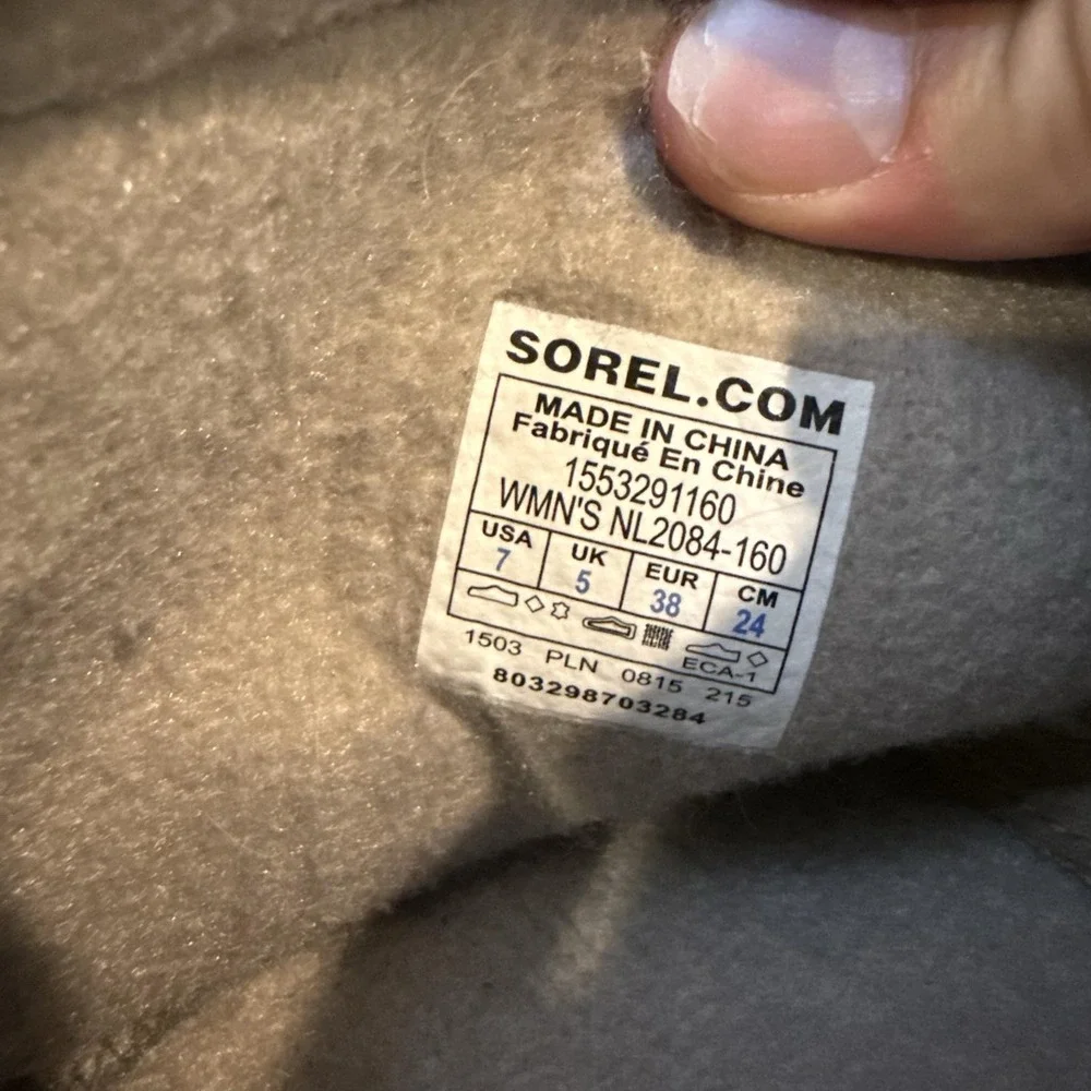 Sorel Snow Boots Womens Size 7 Brown Leather Mid Calf Waterproof NL2084-160